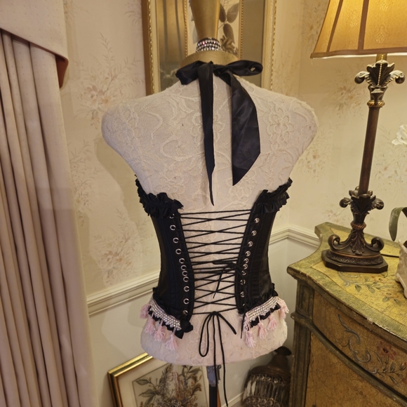 Custom Steel Boned Victorian  Fairy EDC Festival Corset S Victoria Velvet - Picture 6 of 8